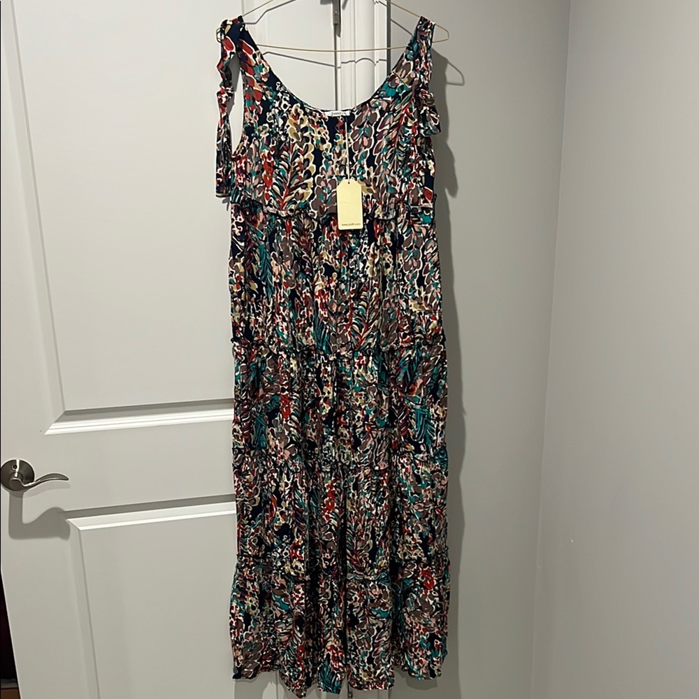JODIFL Black and Blue Ruffled Tiered Maxi Sundress